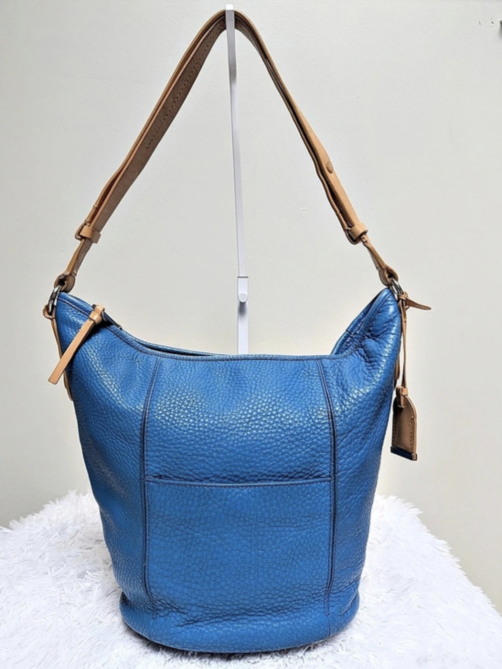 Cole Haan Crosby Aegean Blue Pebbled Leather Hobo Bag